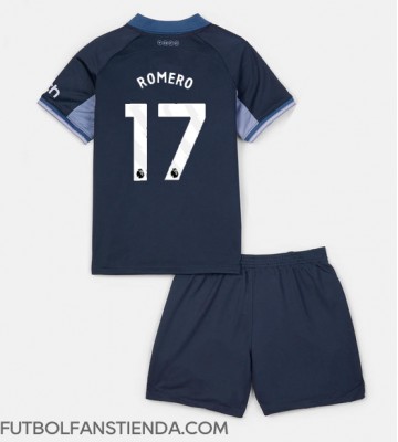 Tottenham Hotspur Cristian Romero #17 Segunda Equipación Niños 2023-24 Manga Corta (+ Pantalones cortos)